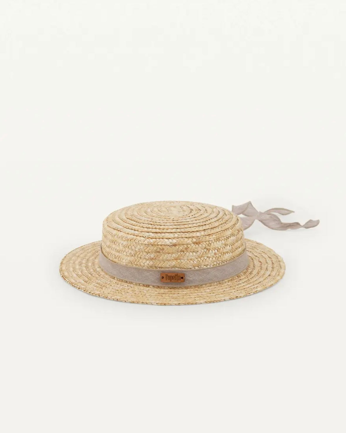 (Popelin / Sand linen Natural straw hat