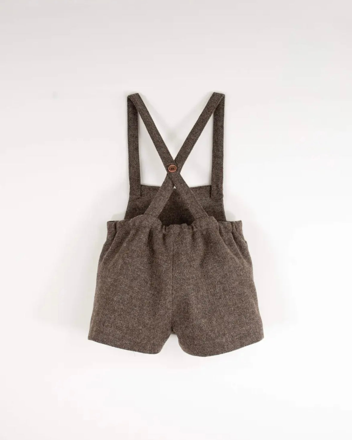 Popelin / Brown woollen short romper suit with pockets