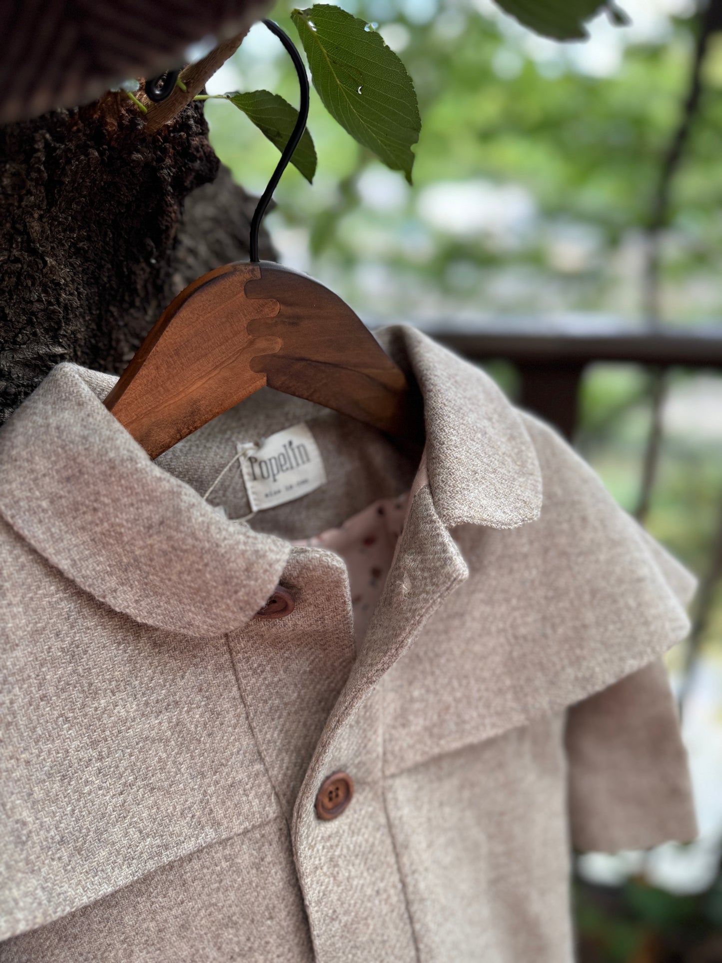 (送料無料)popelin / Stone woollen cape coat