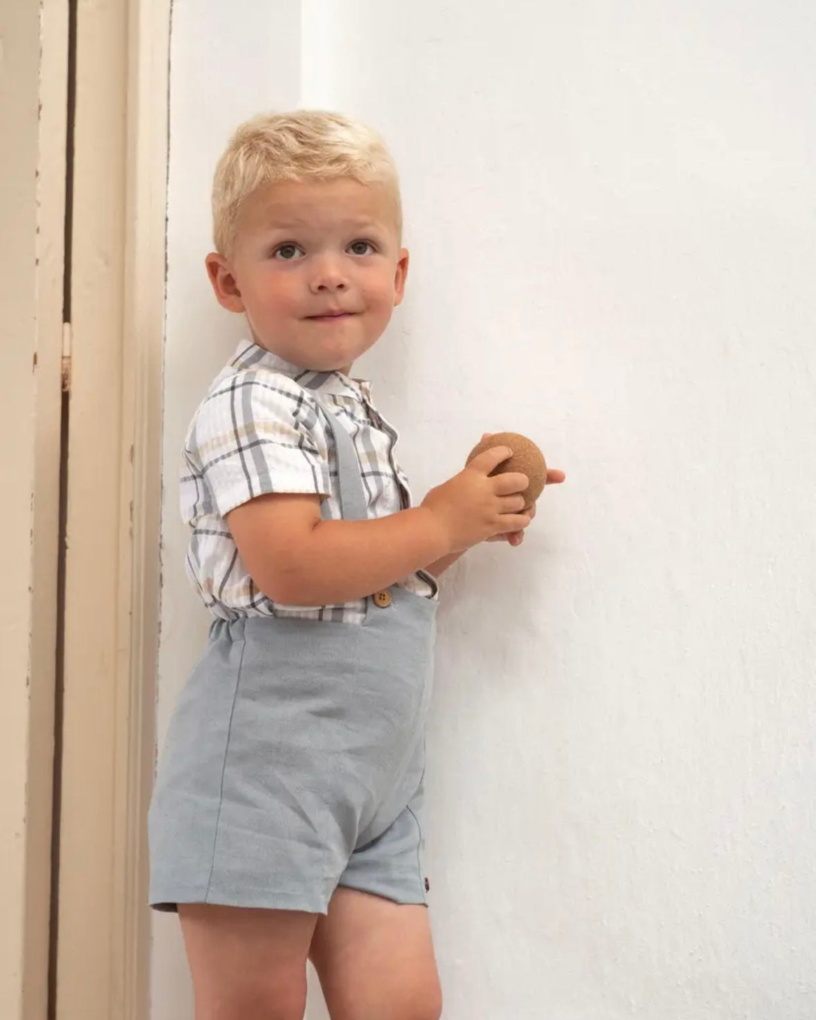 Popelin / Blue panelled dungarees
