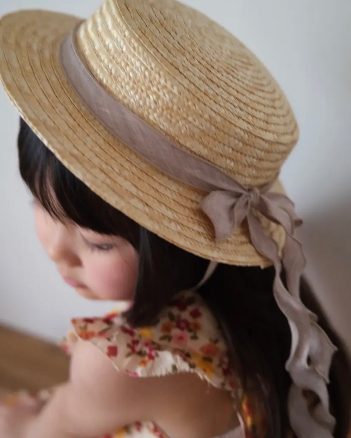 (Popelin / Sand linen Natural straw hat