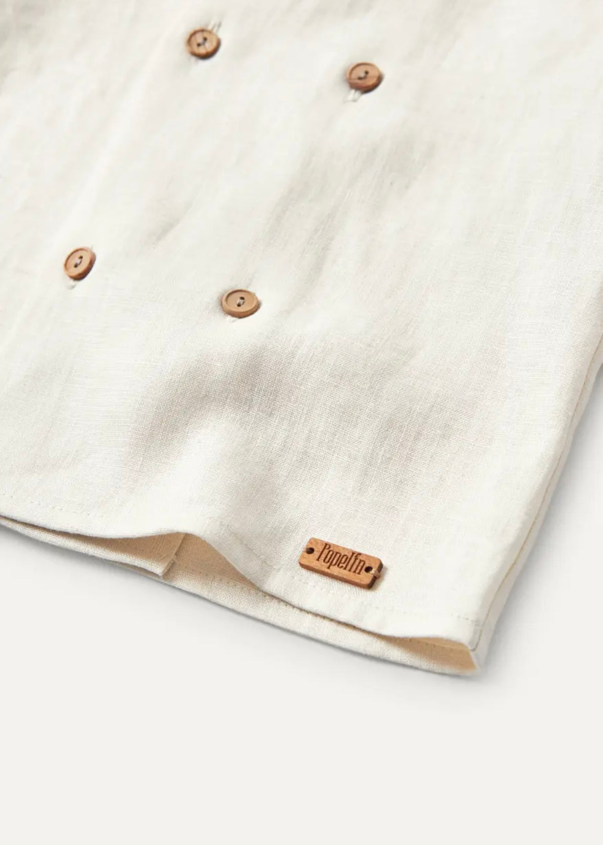 Popelin / Sand linen shirt with sailor collar