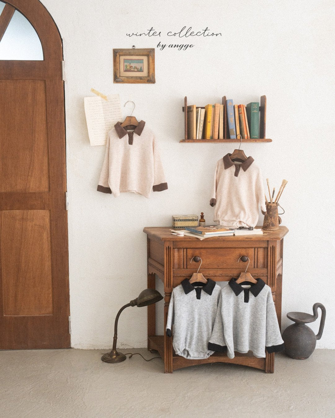 (予約) anggo / Chocochip collar romper