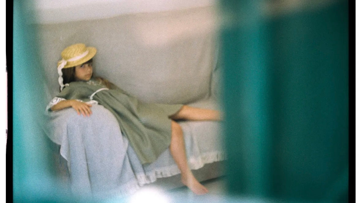 Popelin / Pink linen Natural straw hat