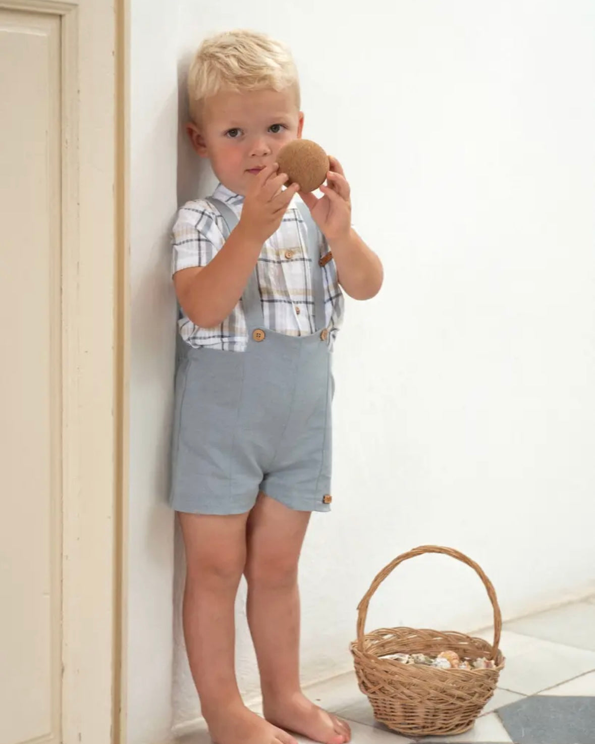 Popelin / Blue panelled dungarees
