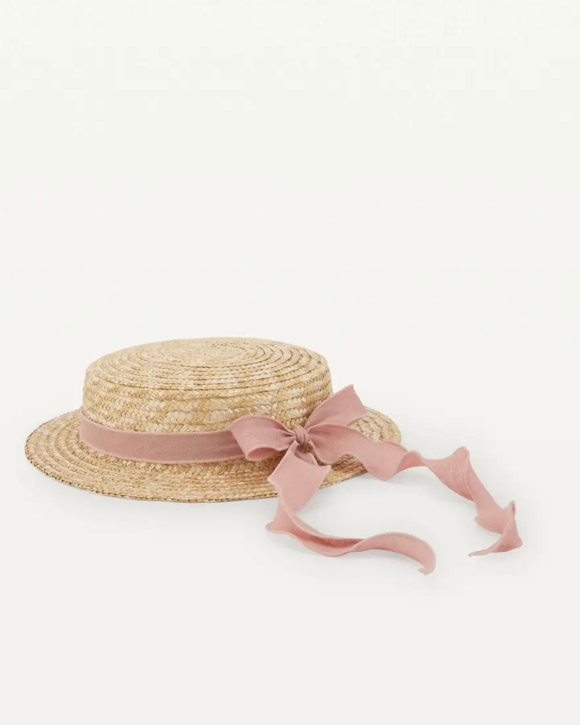 Popelin / Pink linen Natural straw hat