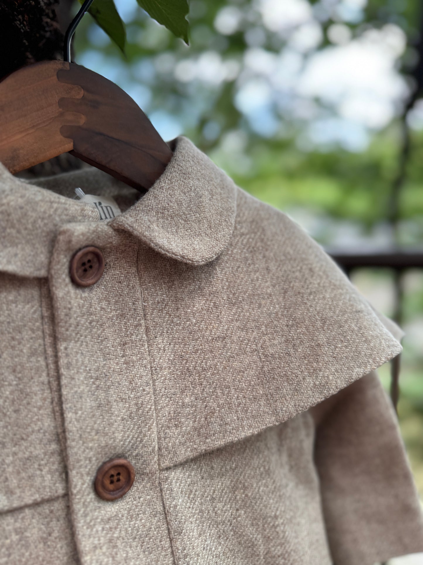(送料無料)popelin / Stone woollen cape coat