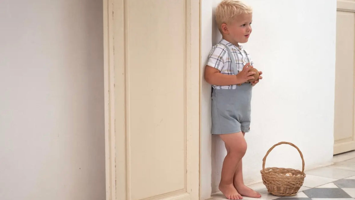Popelin / Blue panelled dungarees