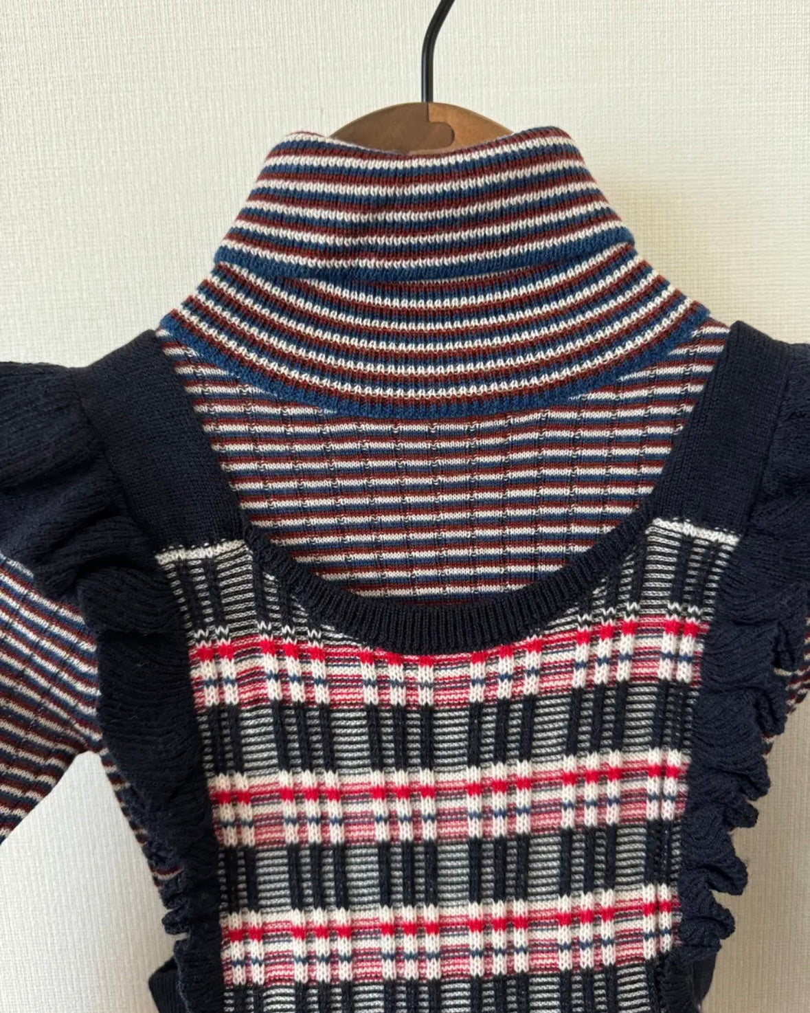 FUB / Rollneck Blouse ecru / pond blue / clay