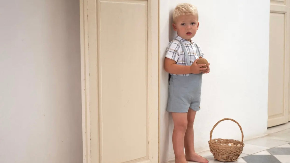 Popelin / Blue panelled dungarees