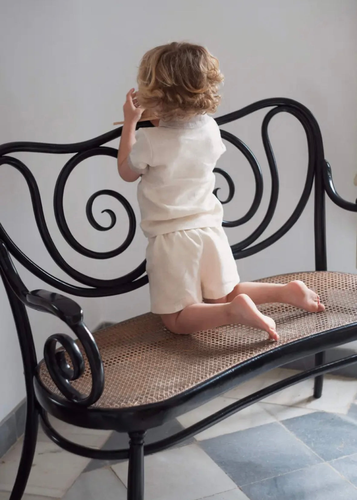 Popelin / Sand linen shirt with sailor collar