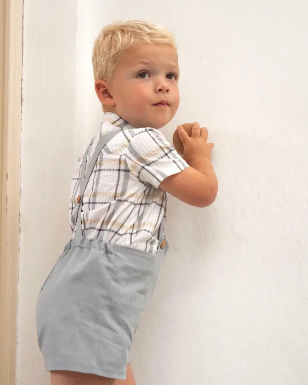 Popelin / Blue panelled dungarees