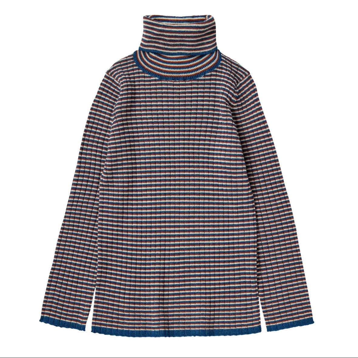 FUB / Rollneck Blouse ecru / pond blue / clay
