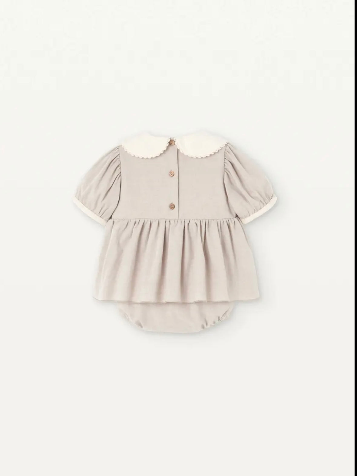 Popelin / Sand romper suit with baby collar