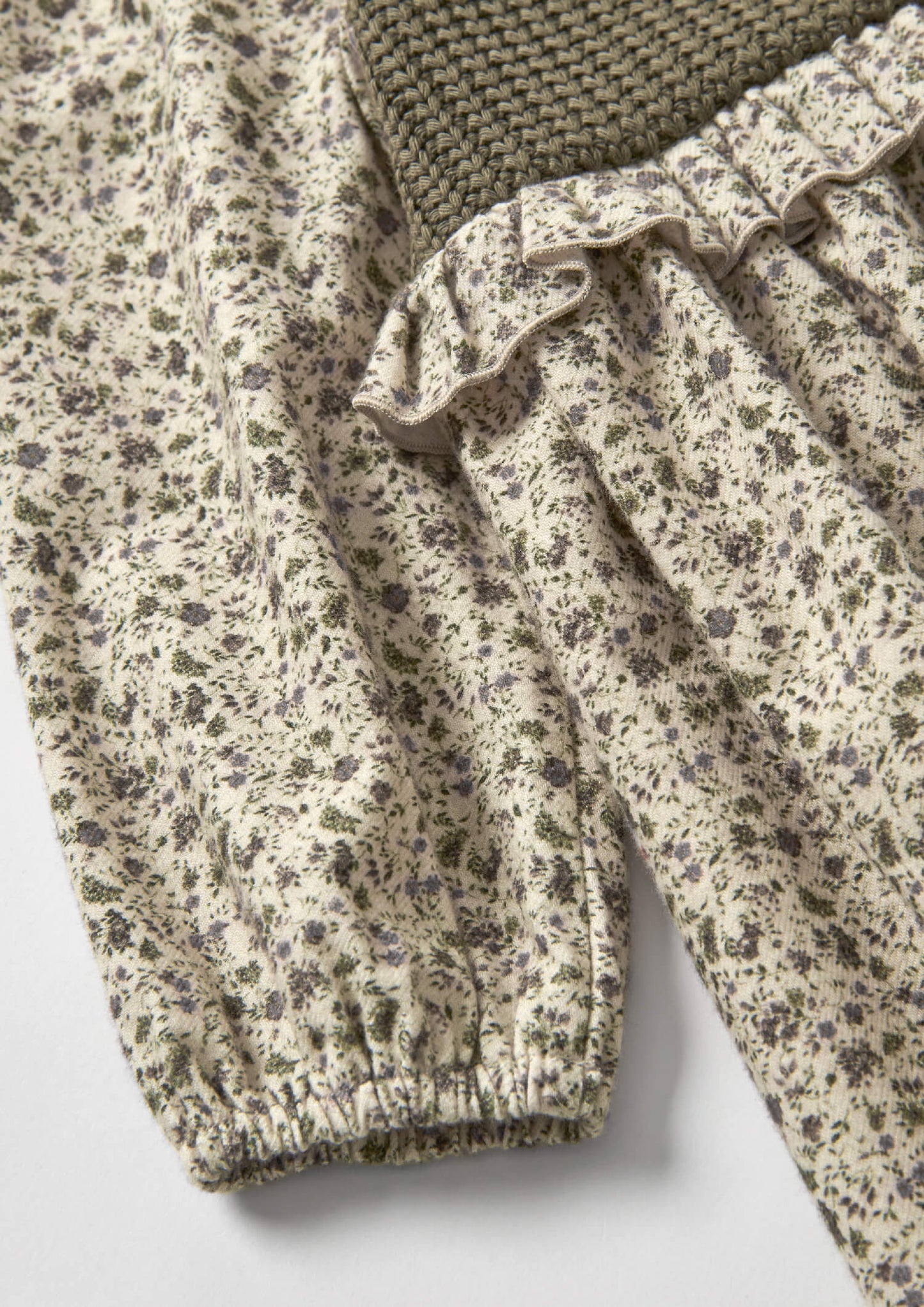 (送料無料)popelin / Floral print dress with knitted yoke