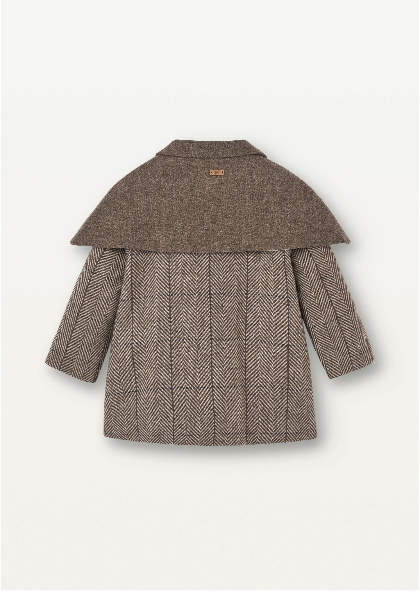 (送料無料)popelin / Brown herringbone woollen cape coat