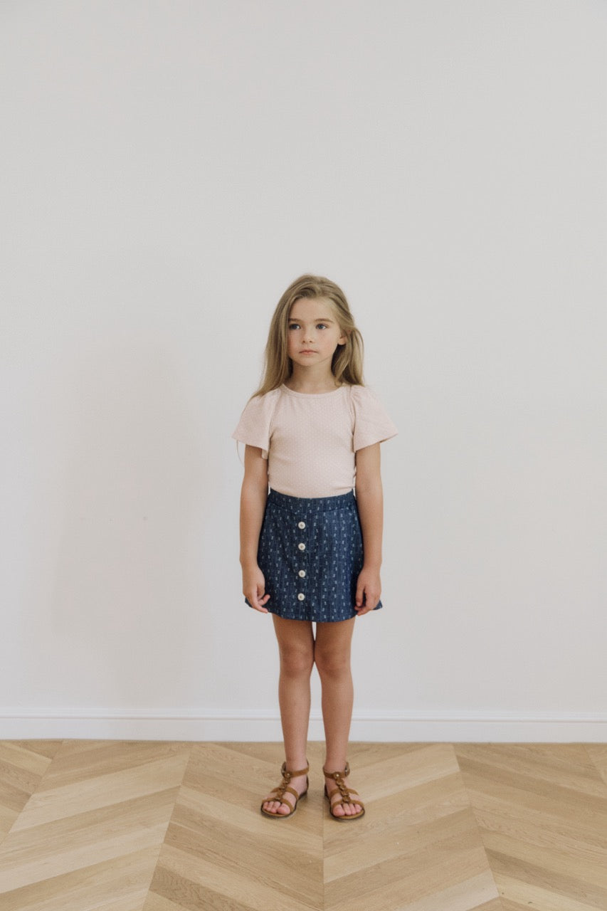 (予約) inné / floral denim shorts (indigo denim)