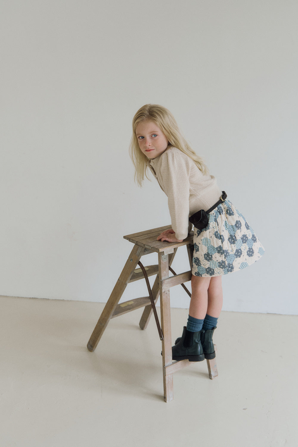 (予約) inné / Quilting skirt - blue