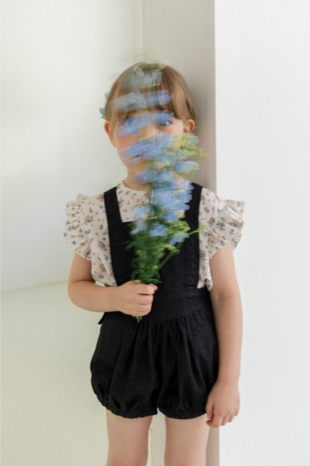wonny ribbon / Black denim romper