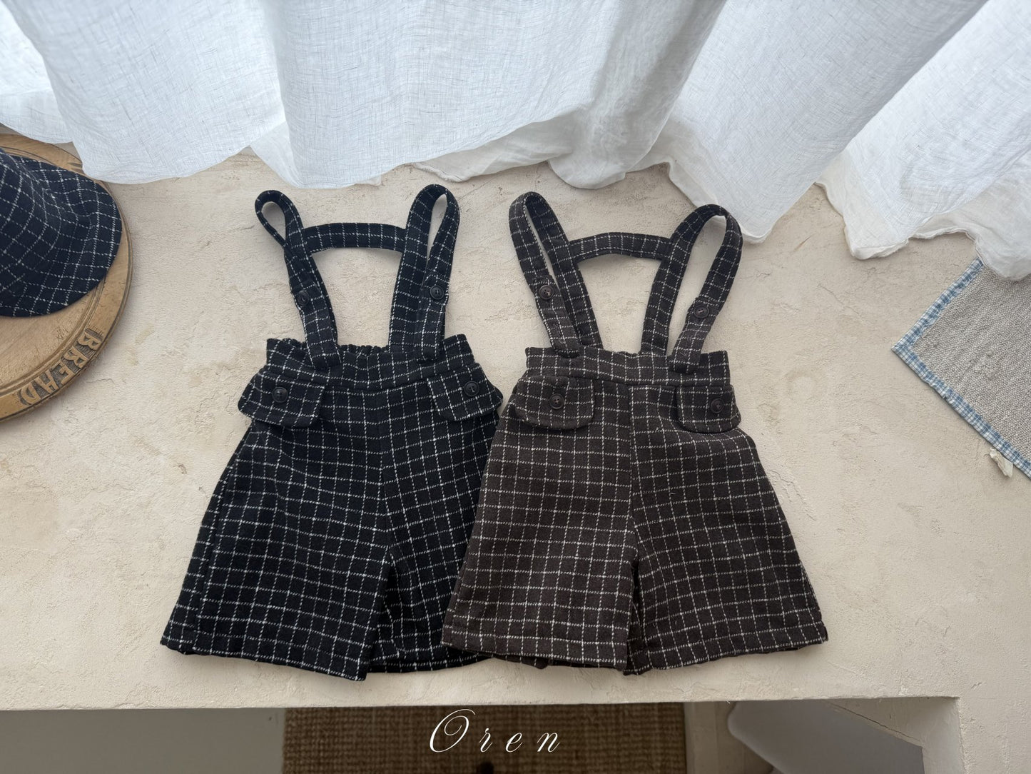 (予約) OREN /Miel Check Suspender Pants