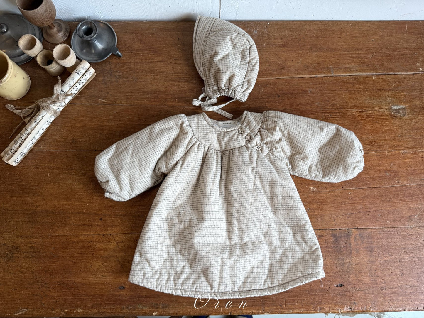 (予約) OREN / Baguette Check Padded Dress
