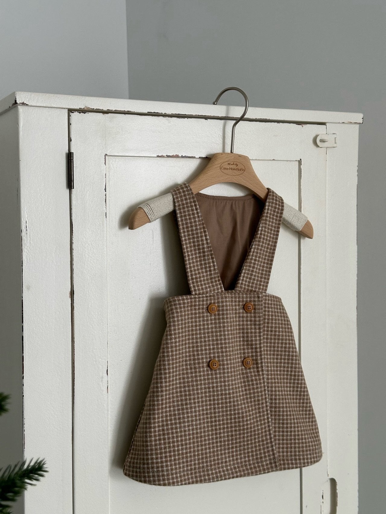 (予約) monbebe / Window check dress