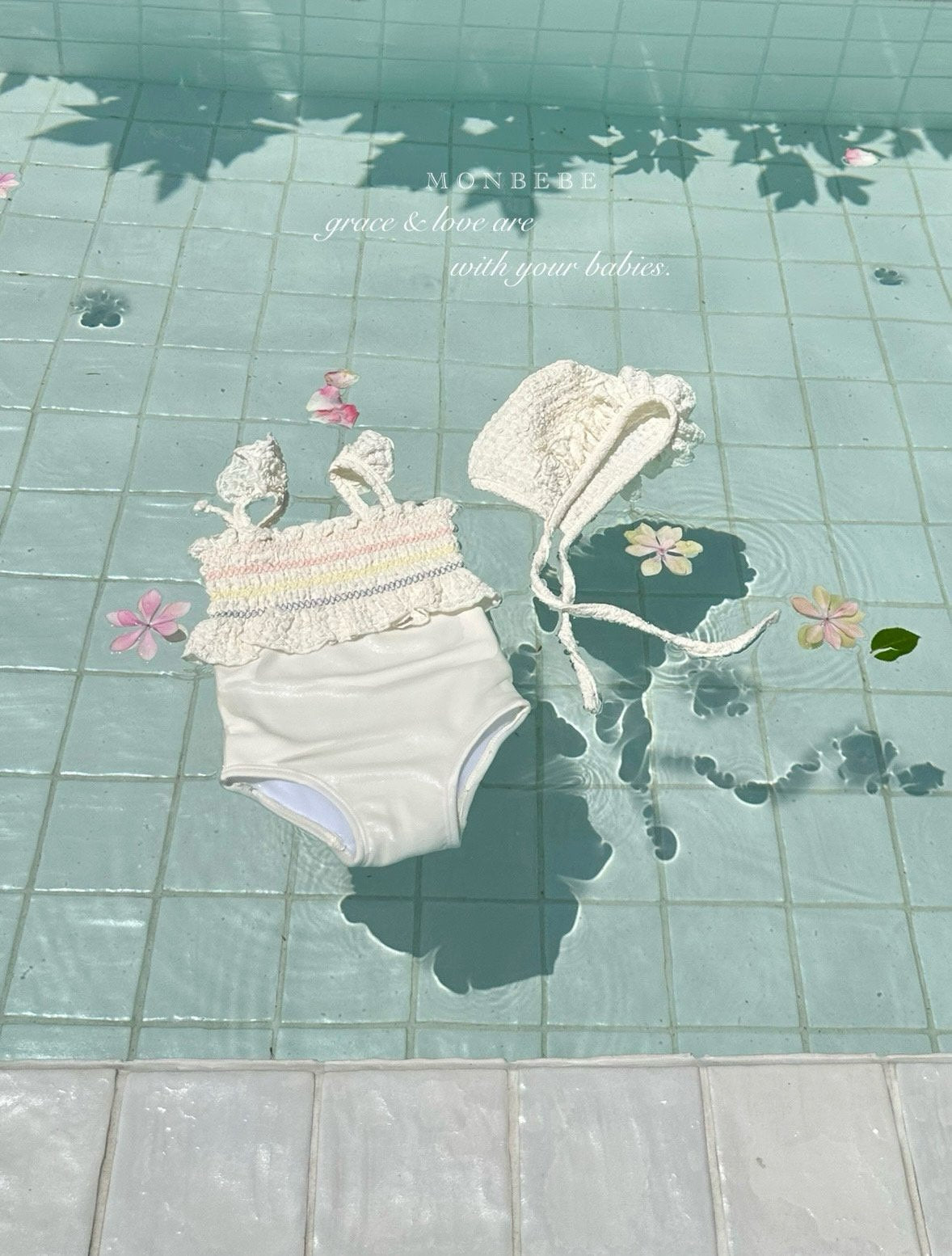 (予約) monbebe / Pinkle Swimsuit (with Bonnet)