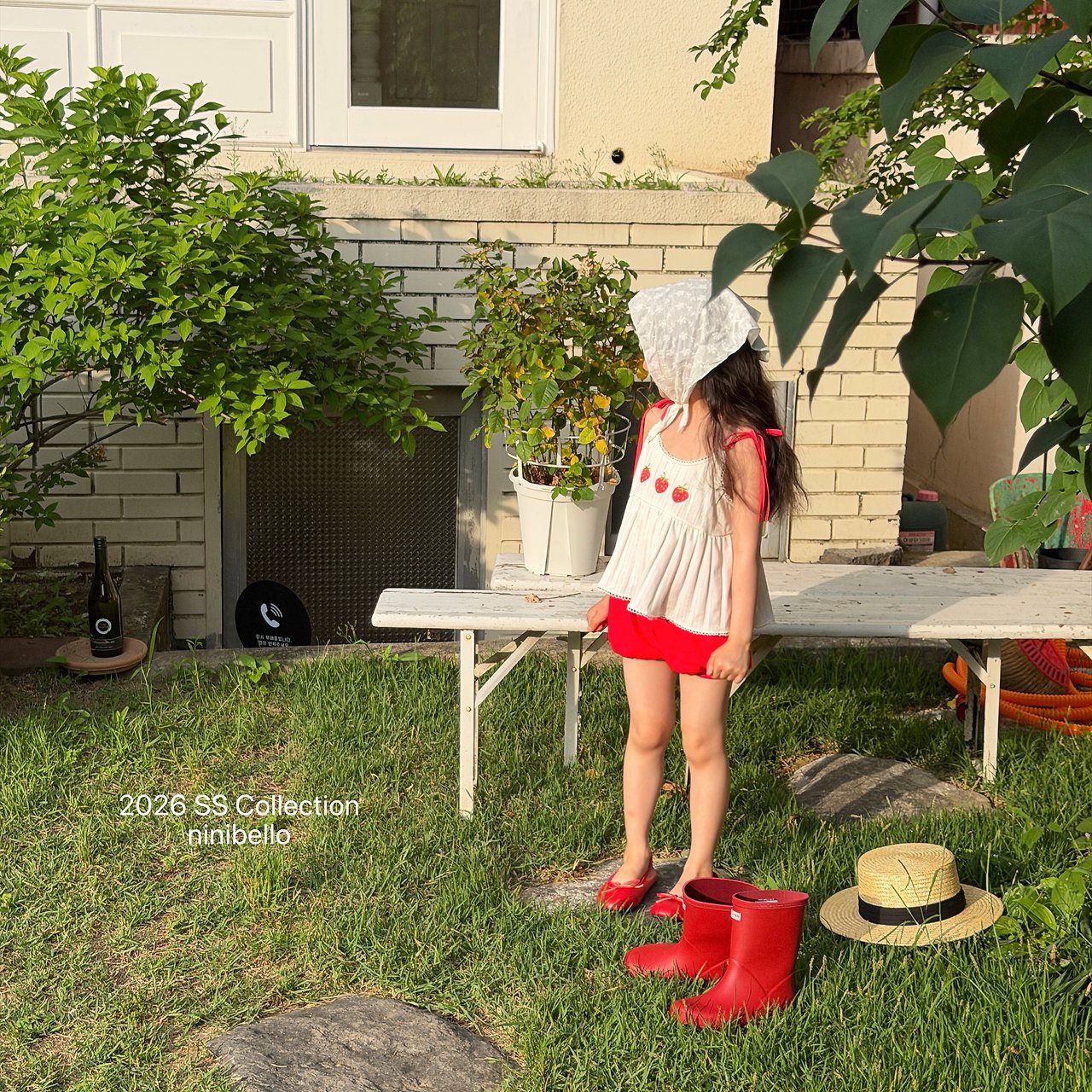 (予約) ninibello / Berry Eyelet Blouse Top