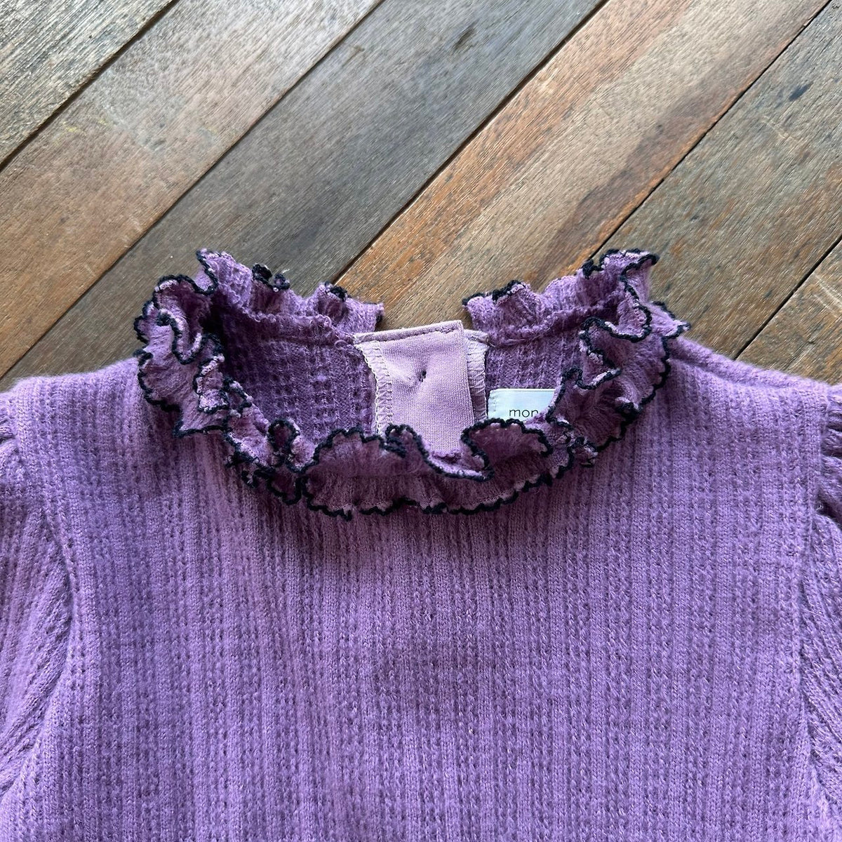 (予約) mon Atelier / Amelie Contrast-Trim Ruffle Top