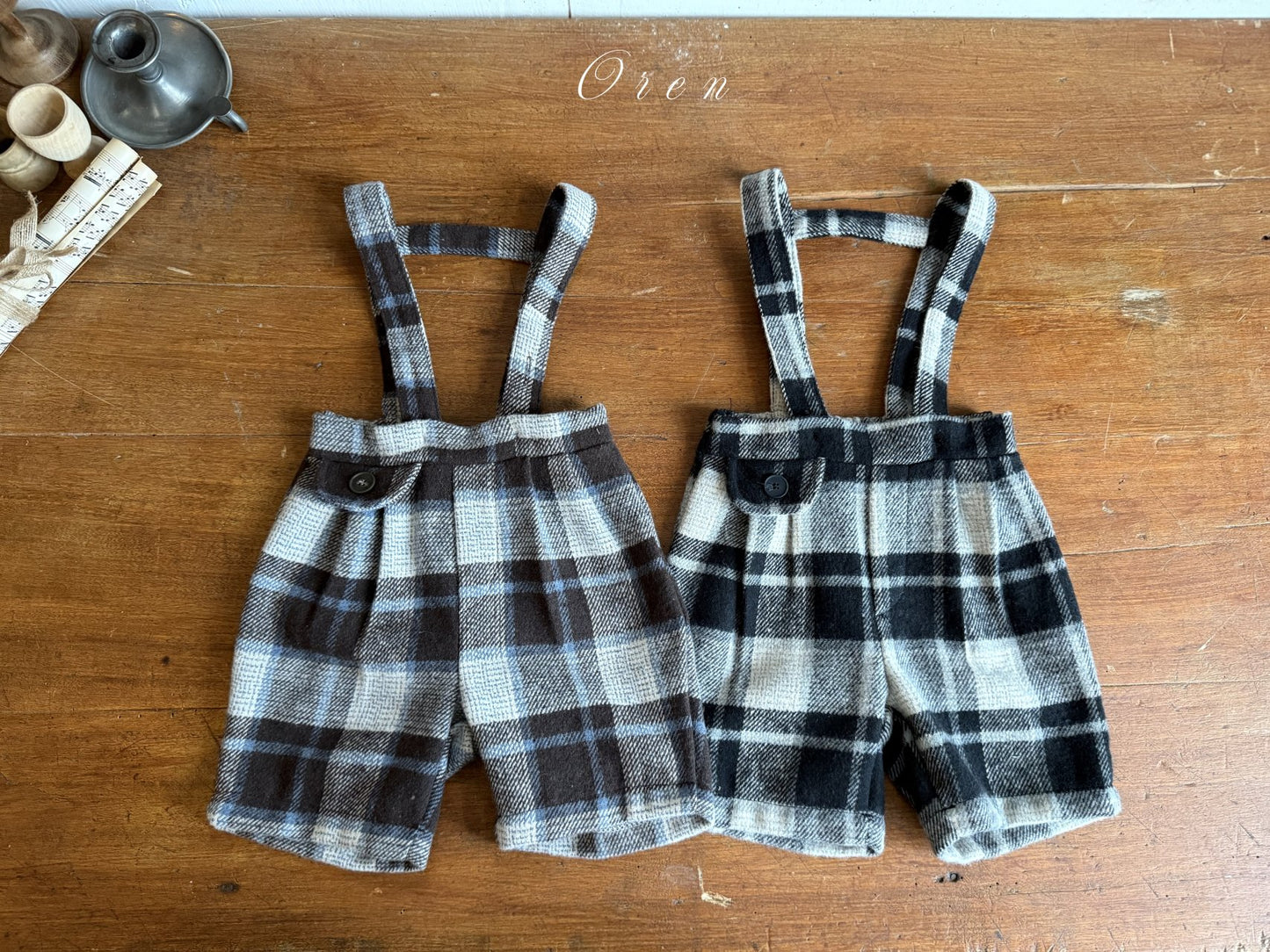 (予約) OREN / Brunel Check Overalls and 6/8 Length Pants
