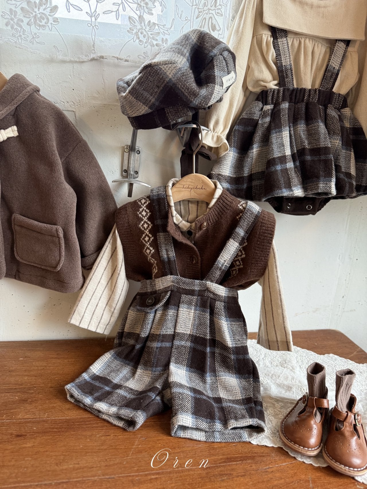 (予約) OREN / Brunel Check Overalls and 6/8 Length Pants
