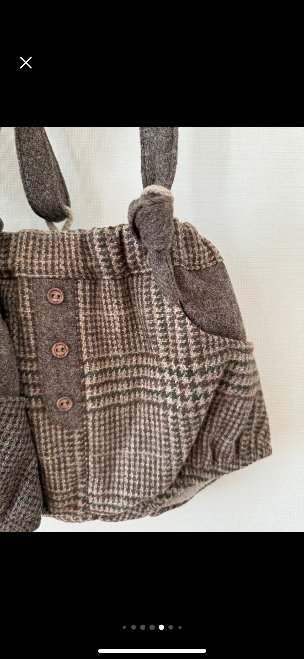 Popelin / Brown plaid woollen culotte with removable straps and placket