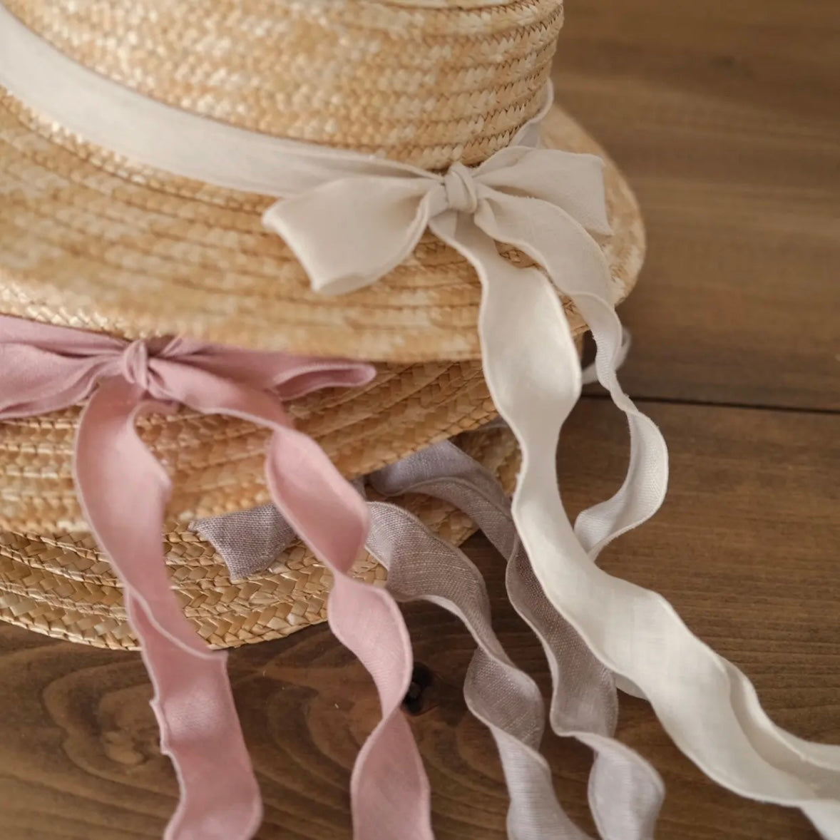 (Popelin / Sand linen Natural straw hat