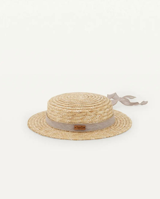 (Popelin / Sand linen Natural straw hat