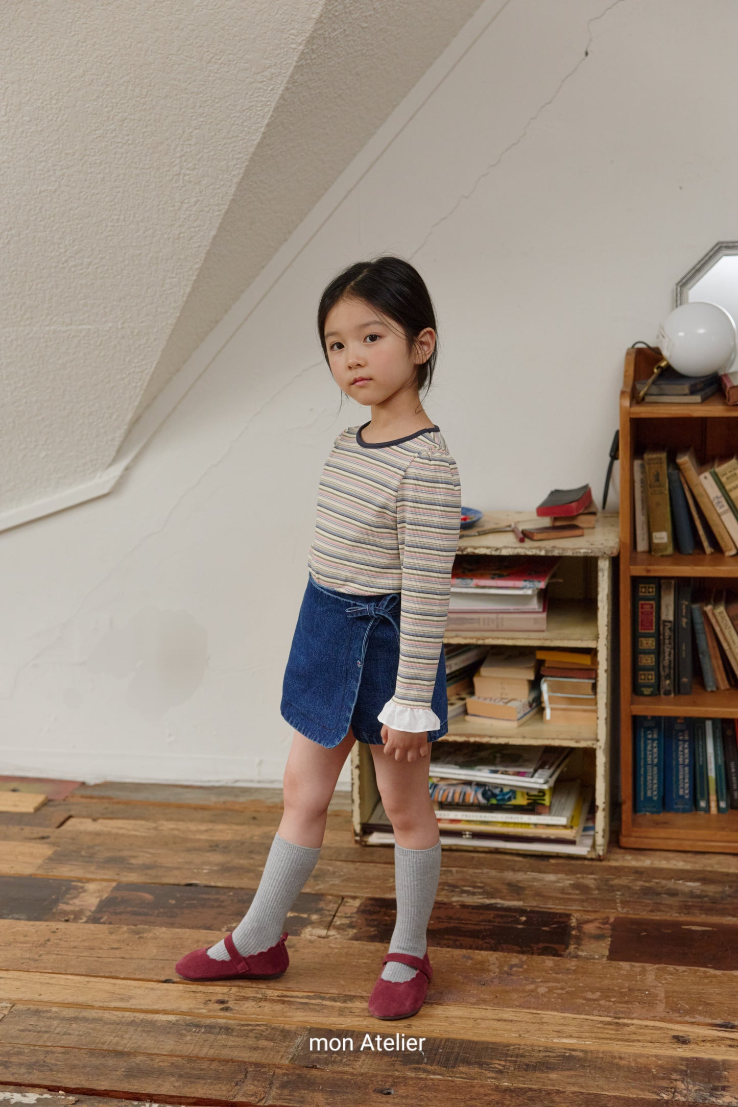 (予約) mon Atelier  / denim wrap pants