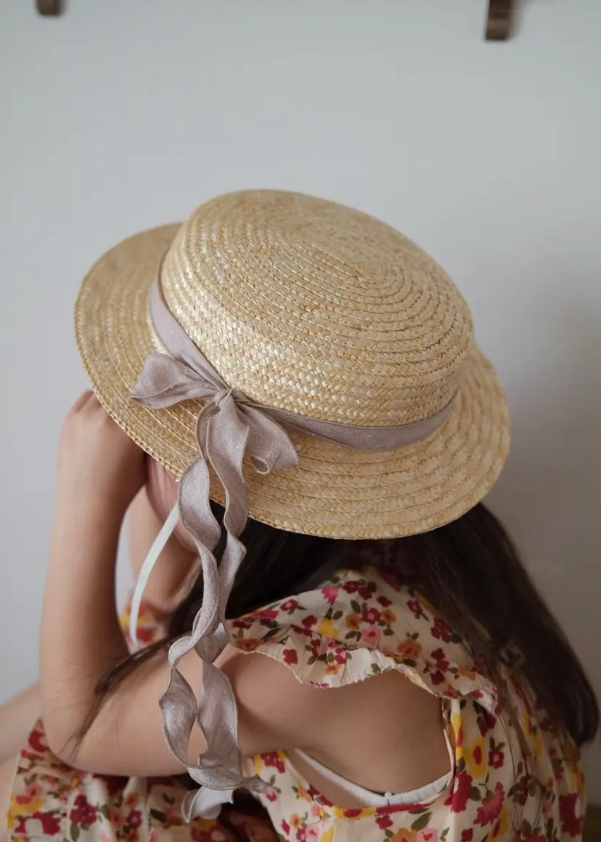 (Popelin / Sand linen Natural straw hat
