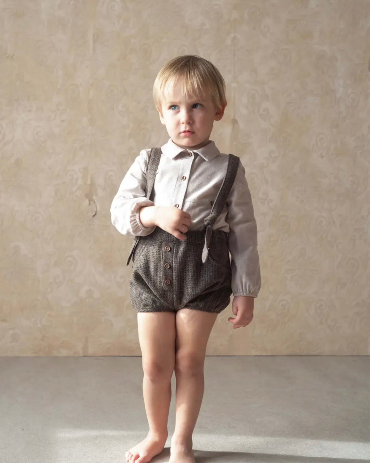 Popelin / Multi-coloured woollen culotte with removable straps and placket
