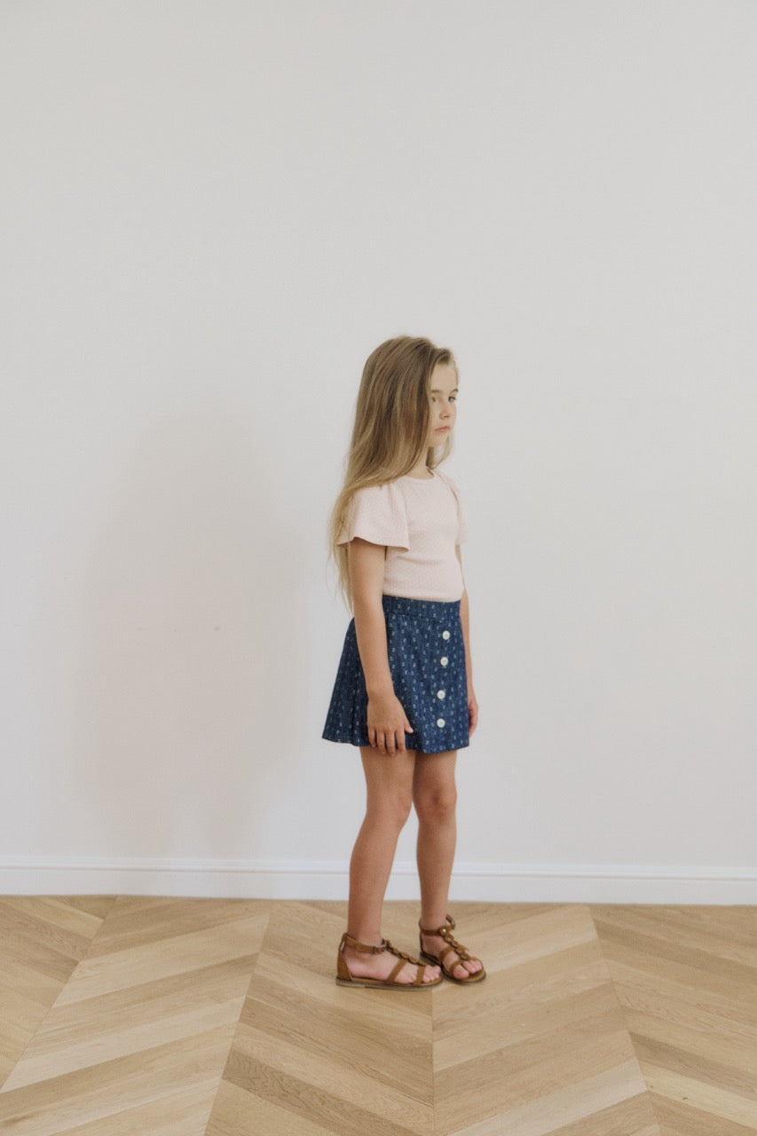 (予約) inné / floral denim shorts (indigo denim)