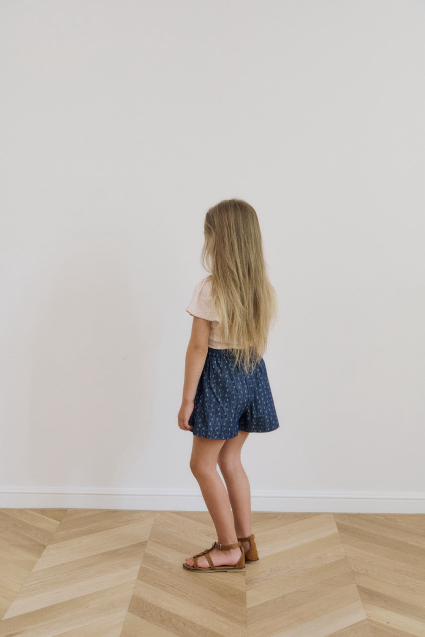(予約) inné / floral denim shorts (indigo denim)