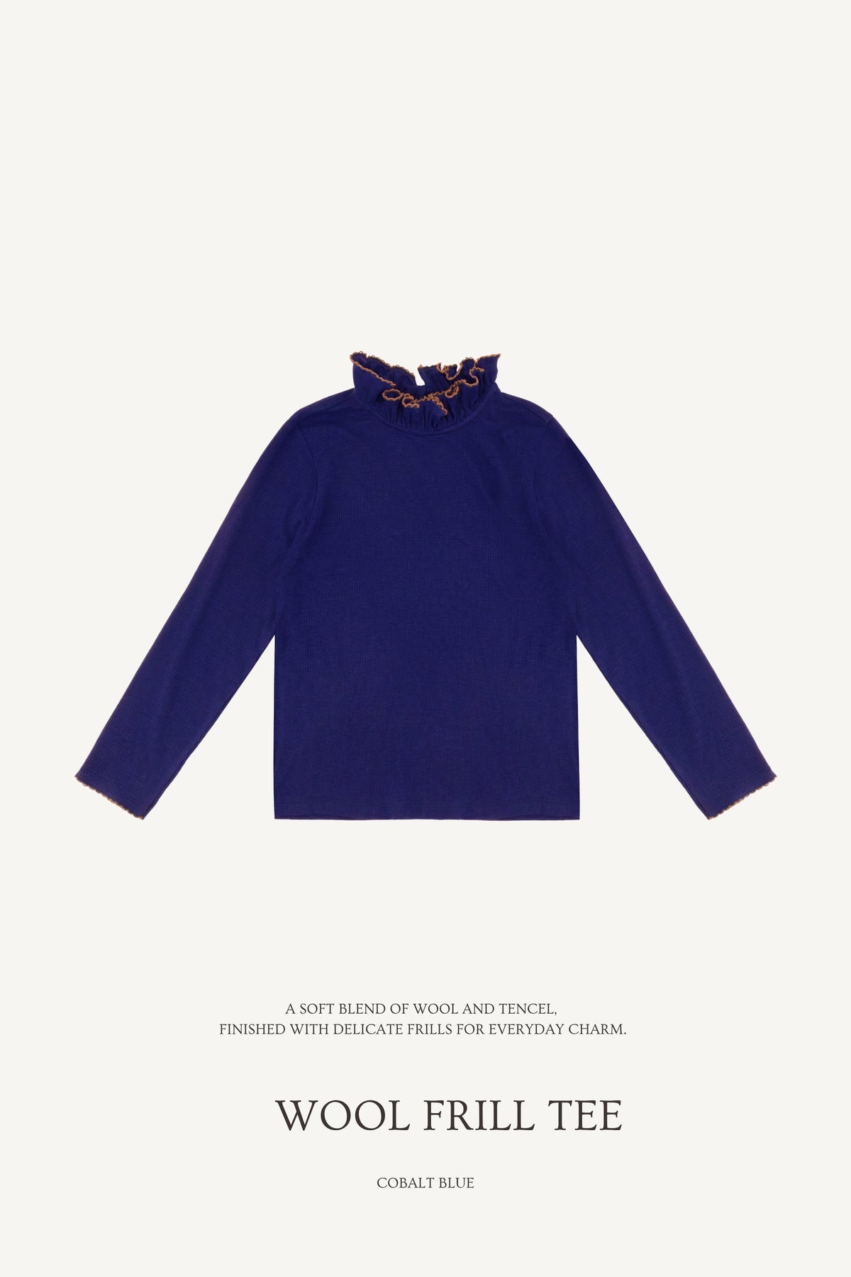(予約) Saint Ella / Wool Frill Tee - Cobalt Blue