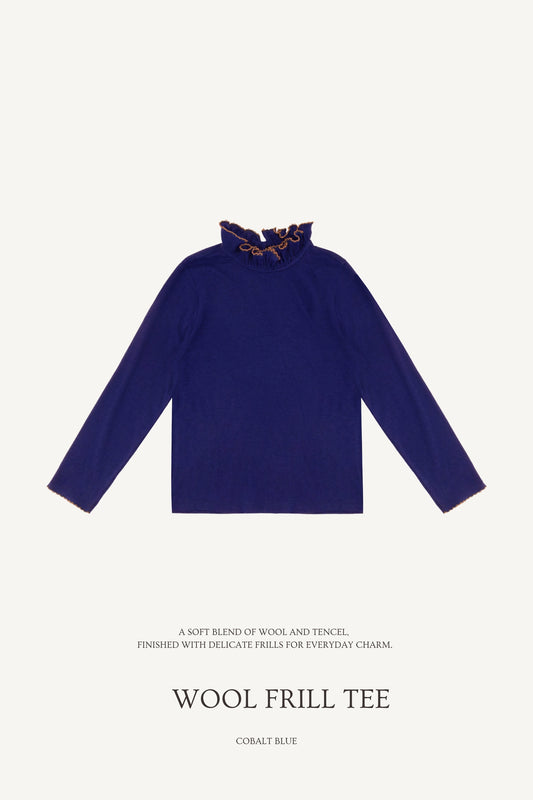 (予約) Saint Ella / Wool Frill Tee - Cobalt Blue