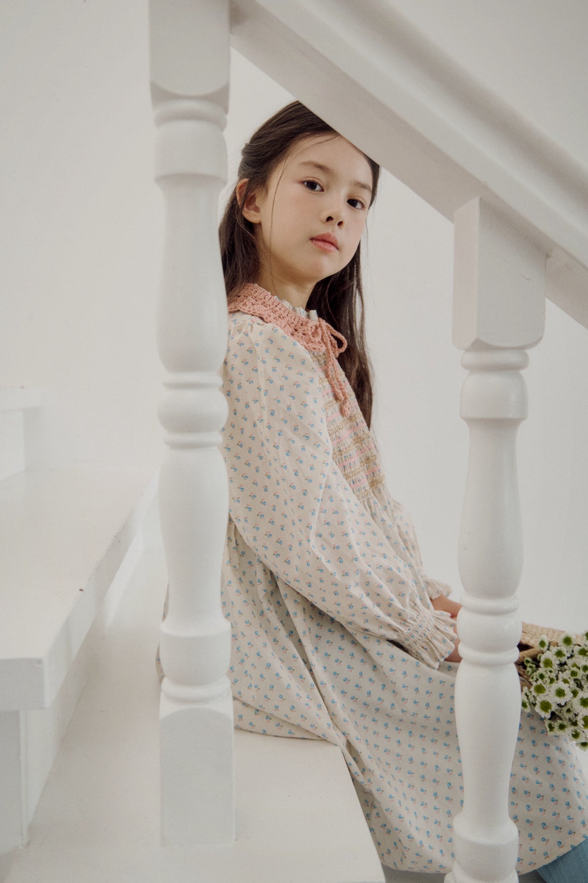 (予約) Saint Ella / Claudine smocked dress - Berry bloom