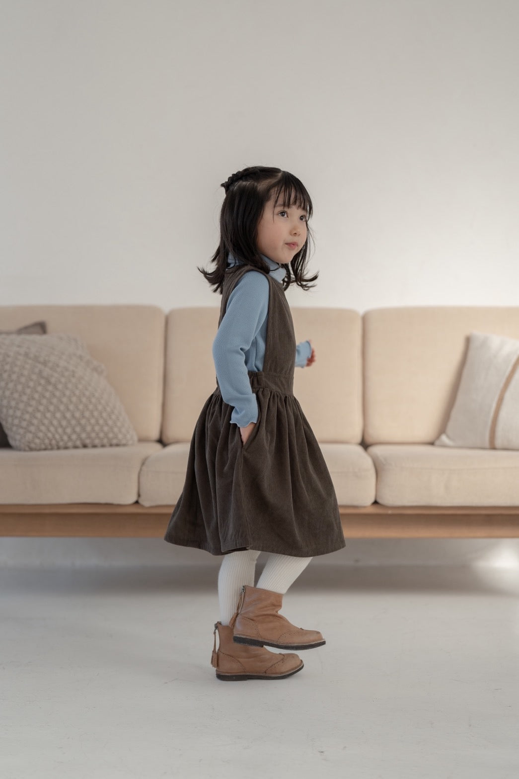 Brownie Dress  with miton / brown