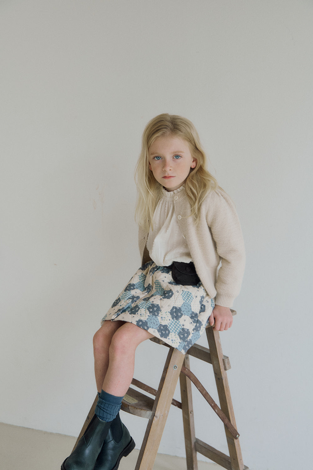 (予約) inné / Quilting skirt - blue