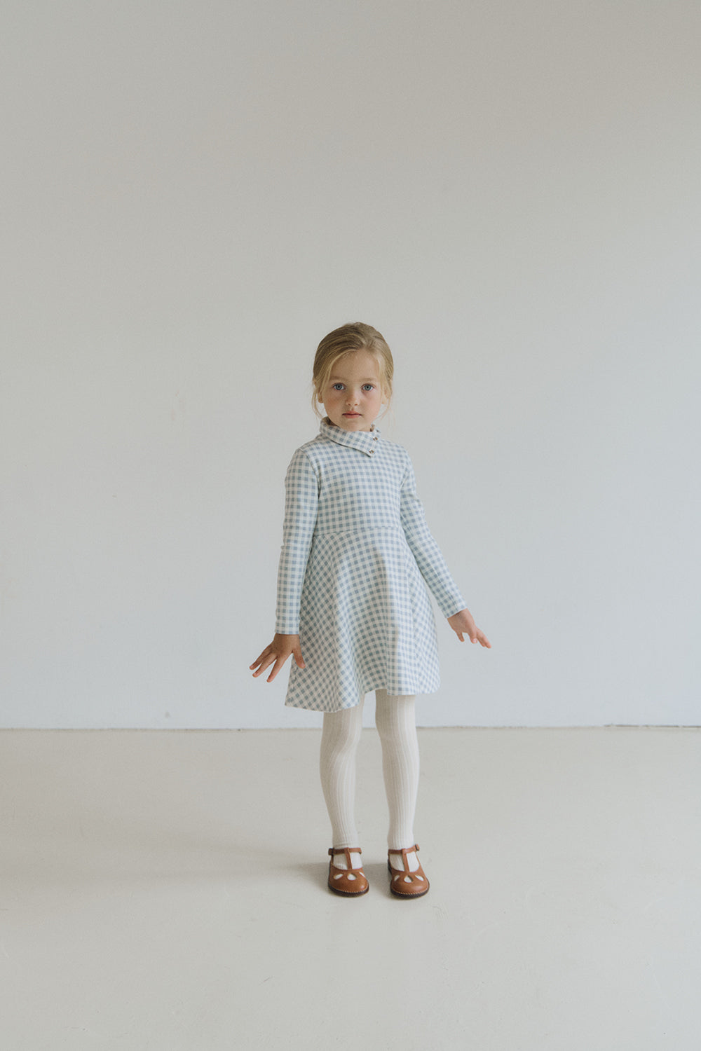 (予約) inné / Petal cotton ops - blue gingham