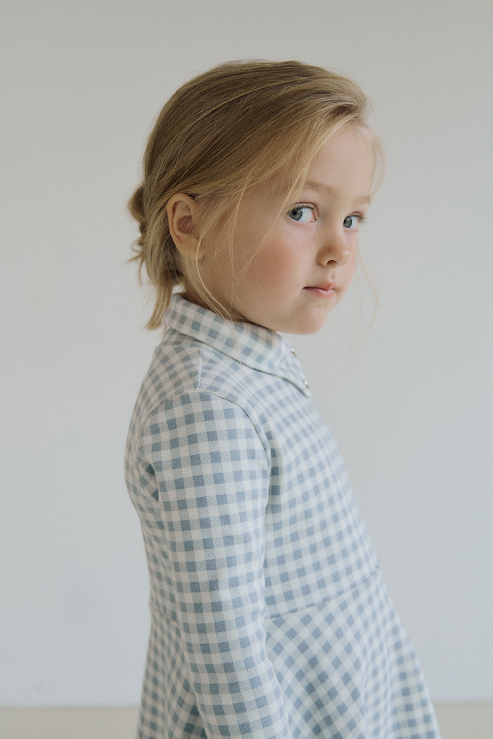 (予約) inné / Petal cotton ops - blue gingham