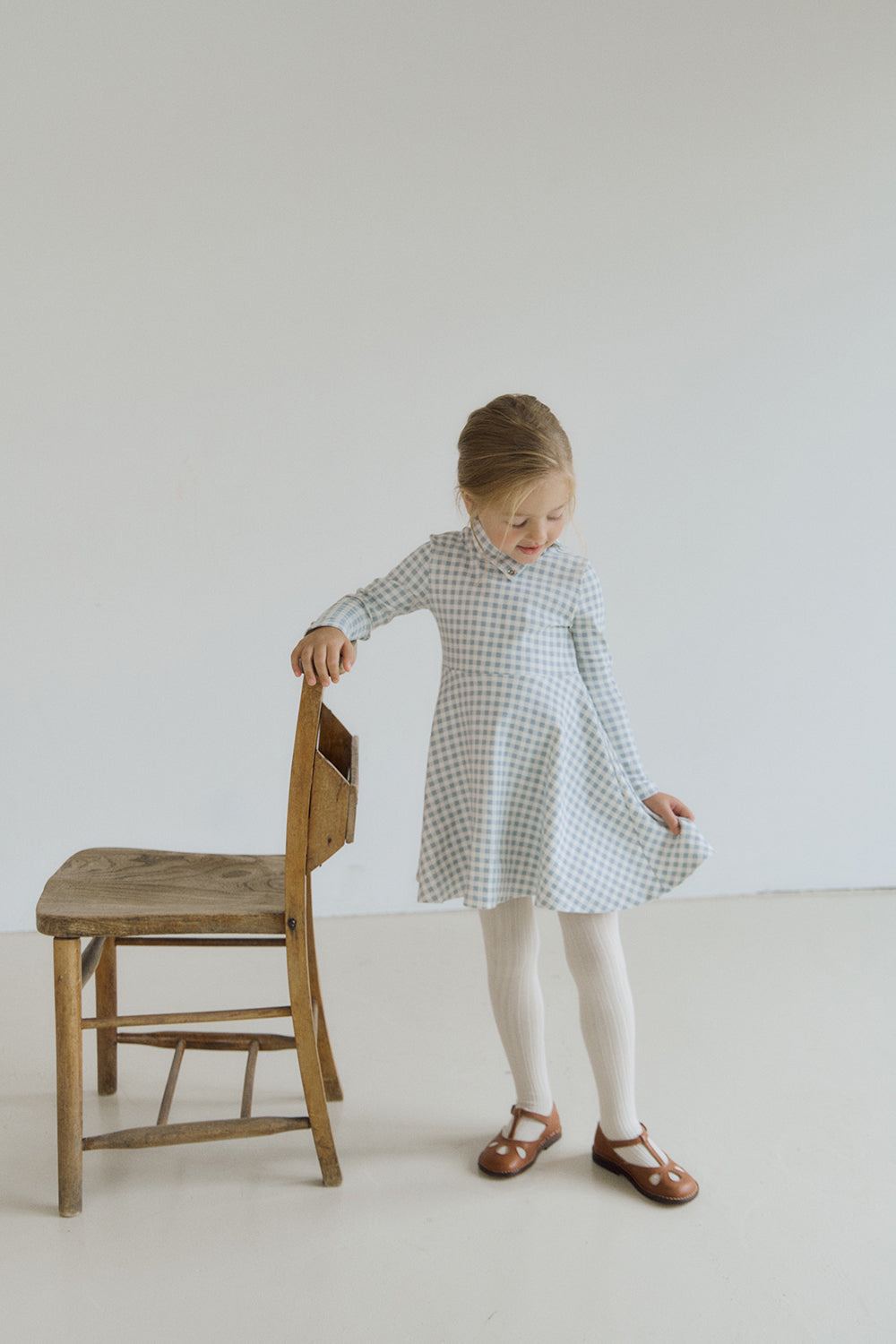(予約) inné / Petal cotton ops - blue gingham
