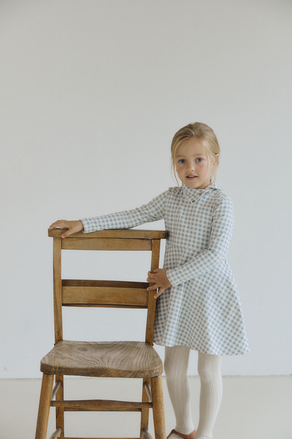 (予約) inné / Petal cotton ops - blue gingham