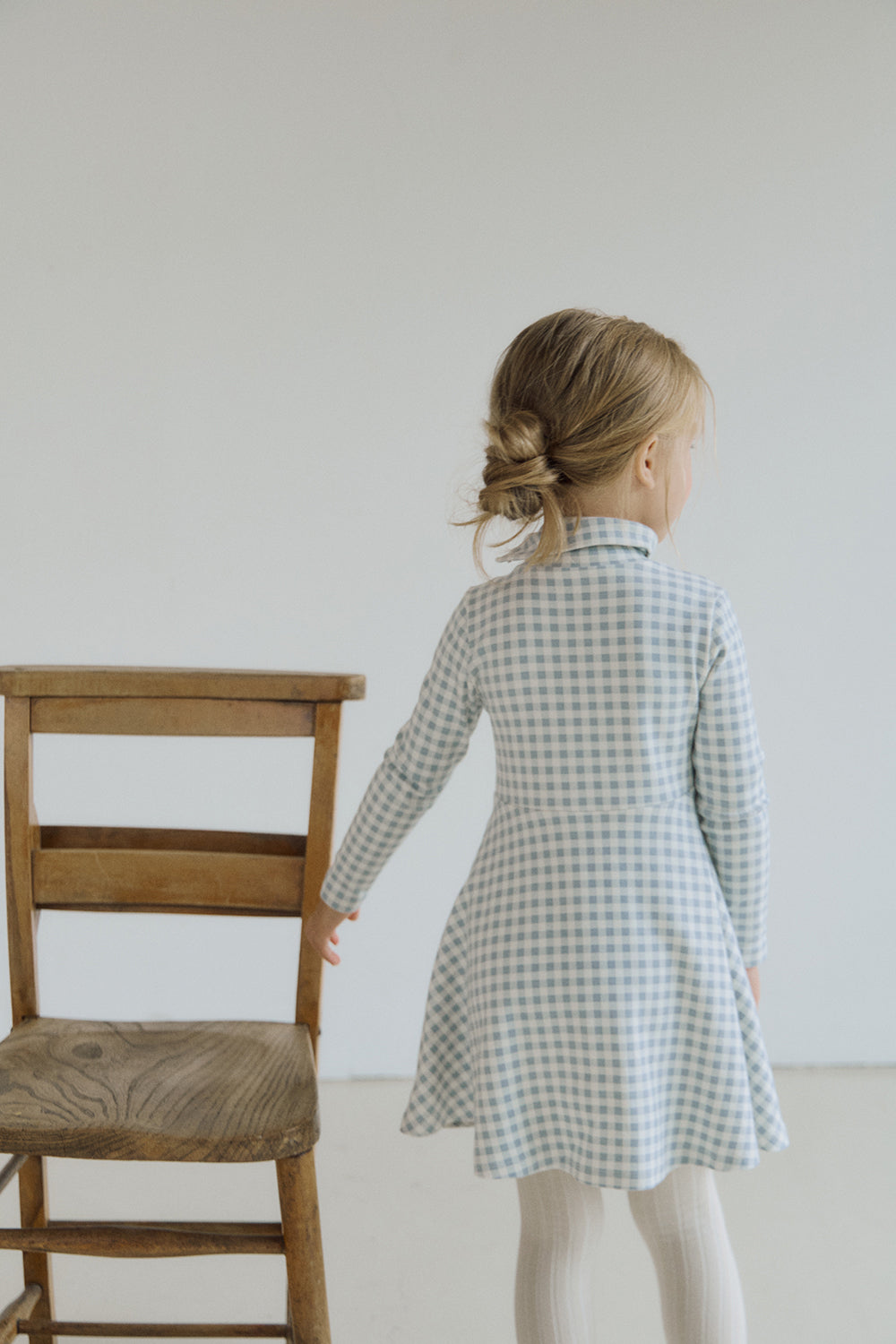 (予約) inné / Petal cotton ops - blue gingham