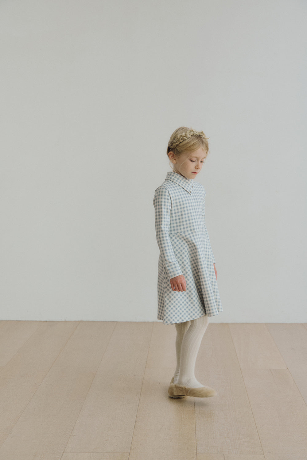 (予約) inné / Petal cotton ops - blue gingham